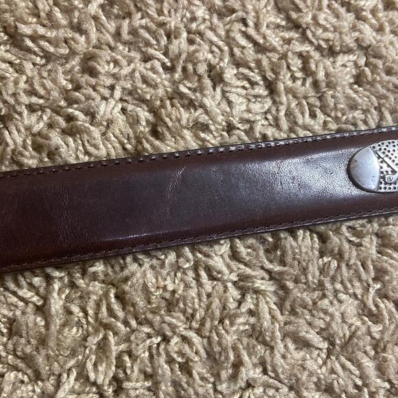 Belt AML 3000 Golf Emblem Women Brown Top Grain Oil Tan Leather Belt Size 34 - Picture 9 of 10